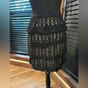 Ann Taylor Petite Teardrop Lace Layered Scalloped Skirt, Size 10